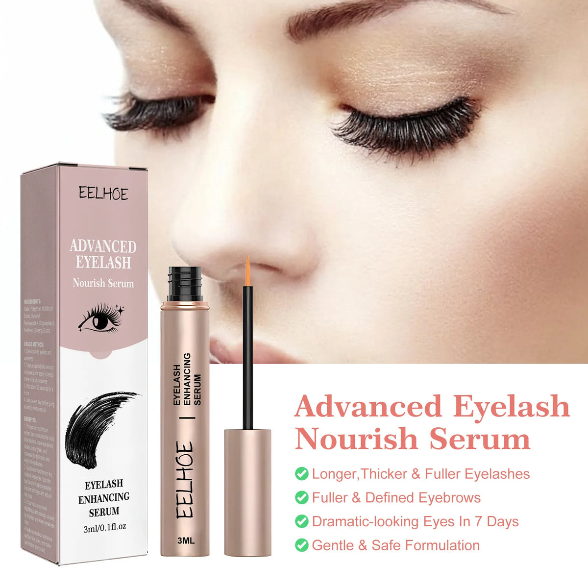 EELHOE 7-Day Eyelash Growth Serum – Lengthen & Thicken 3ml Eyelash Growth Serum Qst