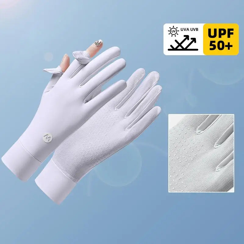 Women's Ice Silk UV Protection Gloves – Cycling & Driving Sun Protection Gloves Qst 1 Purple