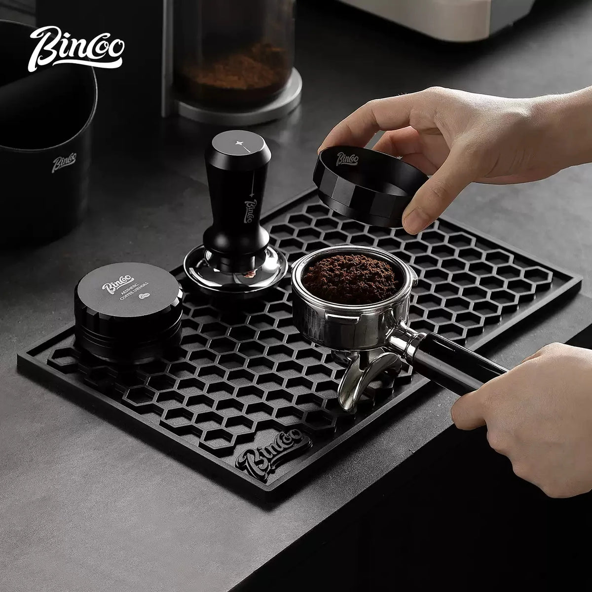 Bincoo 45x30cm Silicone Barista Tamping Mat – Non-Slip Espresso Barista Tamping Mat Qst