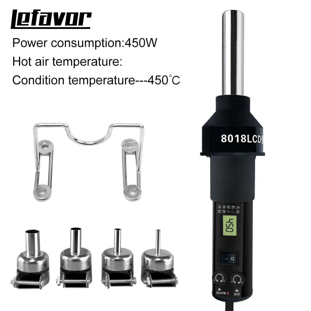 LEFAVOR LCD Digital Hot Air Gun Desoldering Station 110V/220V Hot Air Rework Station Qme