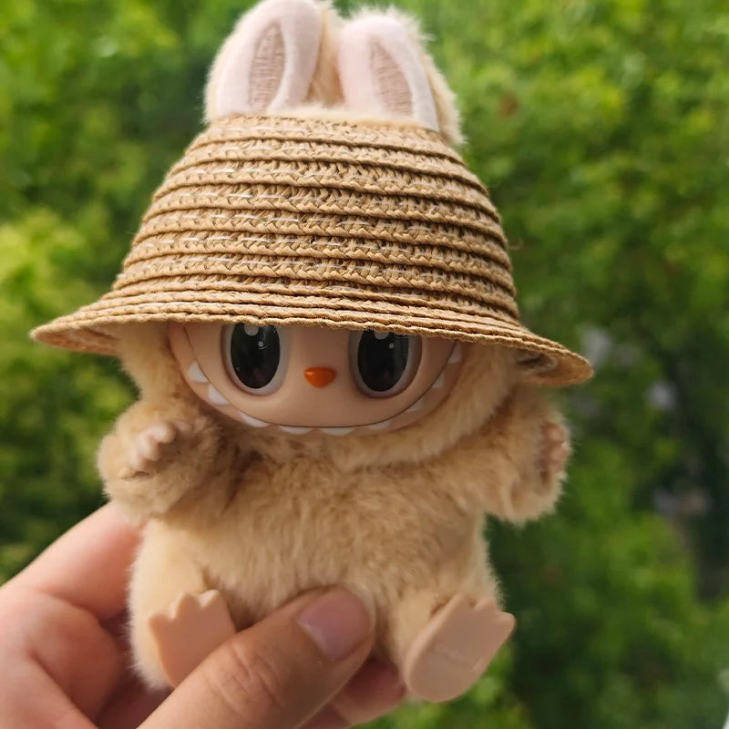 Labubu Open Straw Hat – Rustic Doll Party Accessory | 6 Colors Doll Hat Accessory Qme