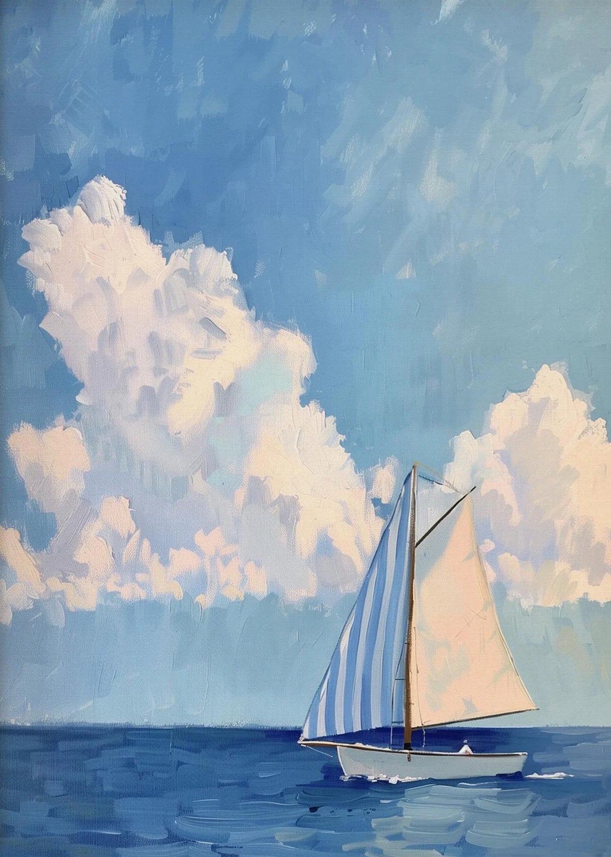 Vintage Coastal Beach Canvas Wall Art – Sailboat & Seashell Canvas Wall Art Qst xx-9 40x60cm Unframed