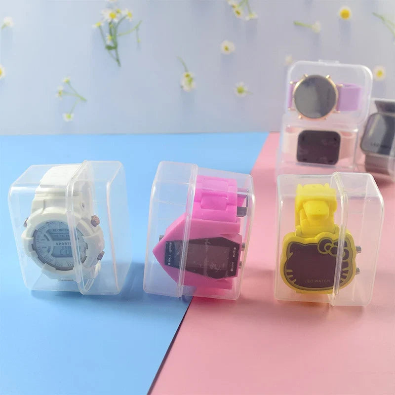 Kids & Ladies Watch Display Box – Clear Plastic Storage Case Watch Storage Box Qme
