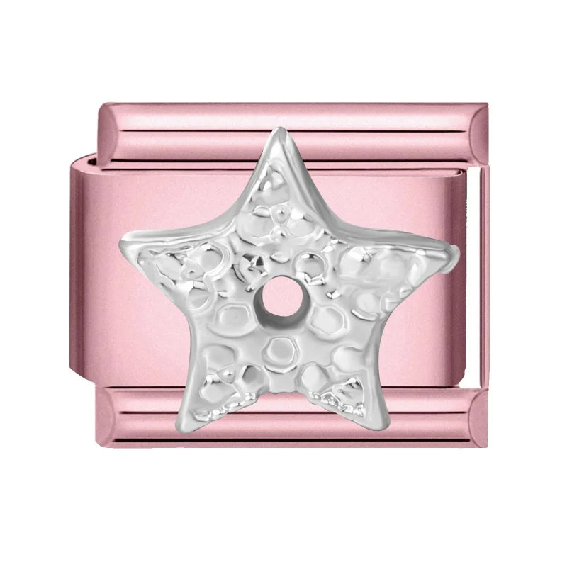 Zircon Flower Heart Bow Pink DIY Charm Bracelet | Stainless Steel DIY Charm Bracelet Qme Style 19