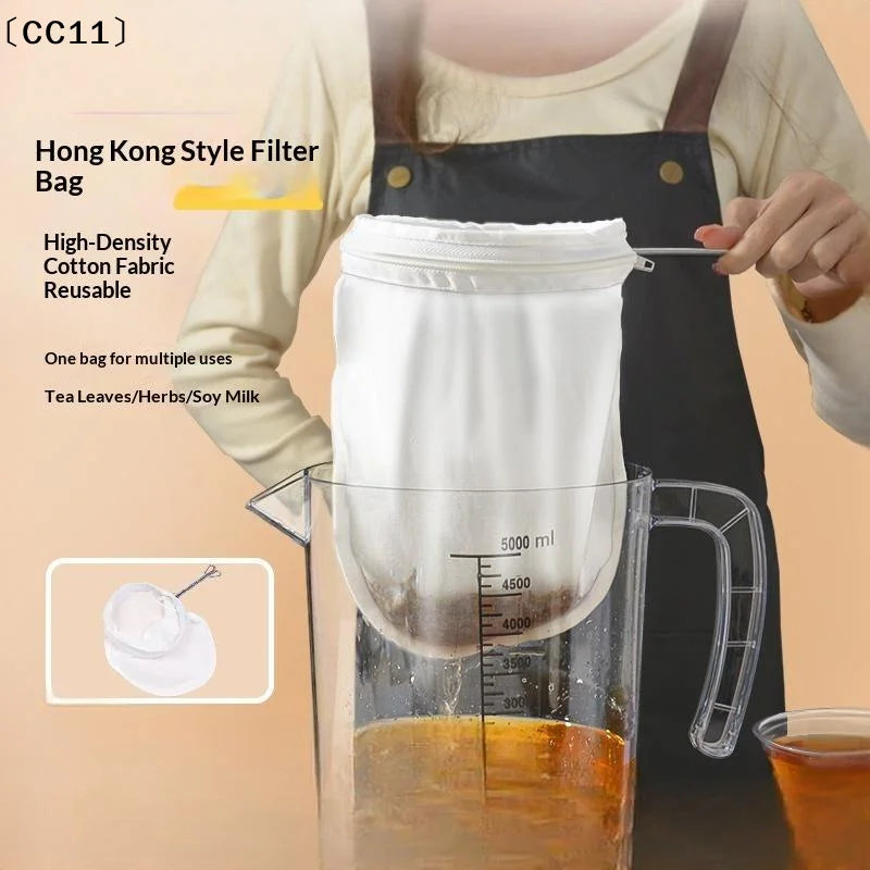 Reusable Cotton Tea Filter with Stainless Steel Handle | S/M/L Tea Filter Strainer Qme