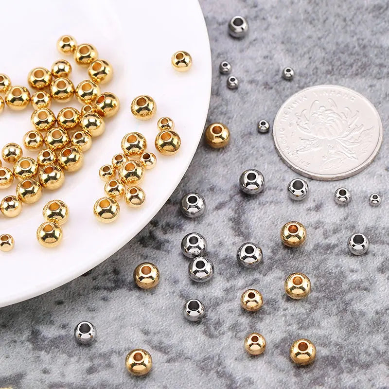 Gold 304 Stainless Steel Round Spacer Beads – Jewelry Making Jewelry Spacer Beads Qme