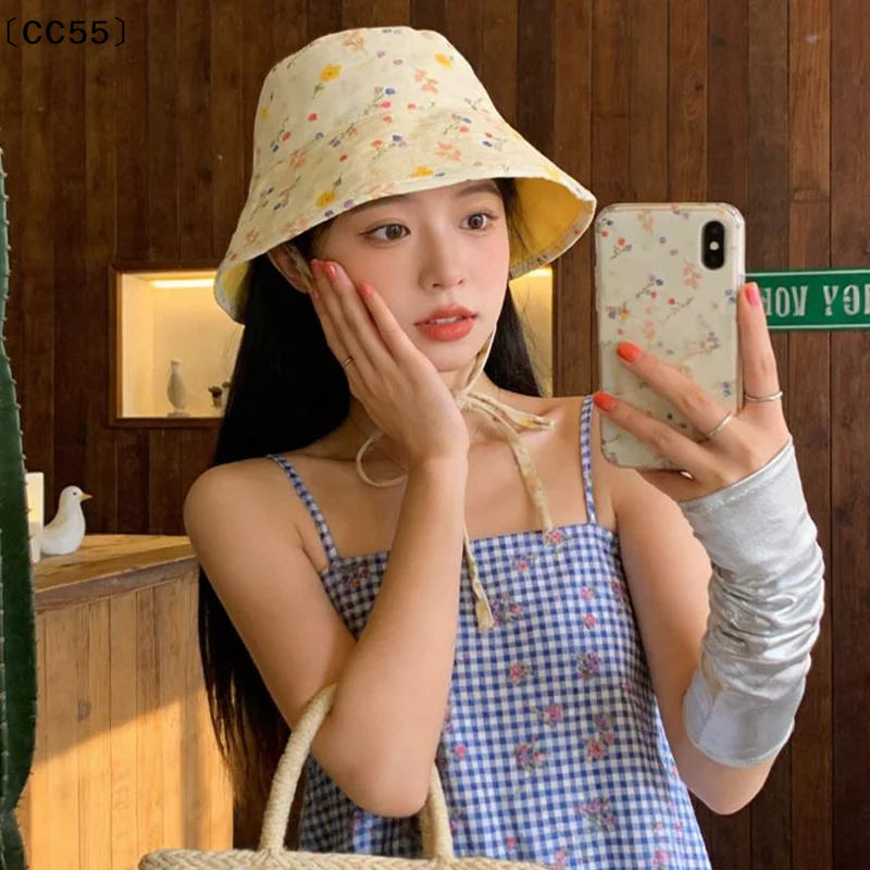 Women's Floral Double-Sided Bucket Hat – Wide Brim Sun Hat Bucket Hat Qst