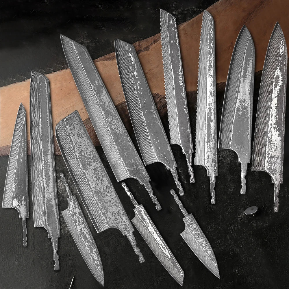 F.YOUNG 67-Layer Damascus Steel Knife Blank Blade – DIY Full Tang Knife Blank Blade Qst