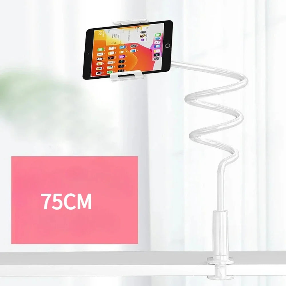 Flexible Gooseneck Tablet & Phone Stand – Aluminum Alloy Holder Gooseneck Phone Stand Qme White