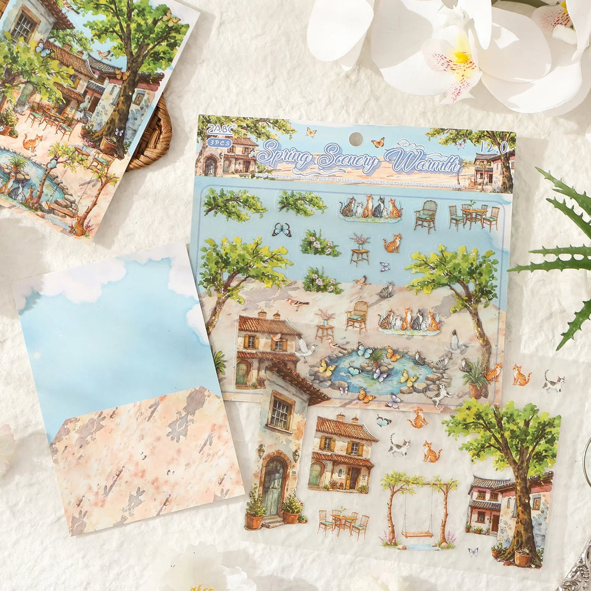Four Seasons PET Die Cut Stickers for Scrapbook & Diary Die Cut Sticker Pack Qme