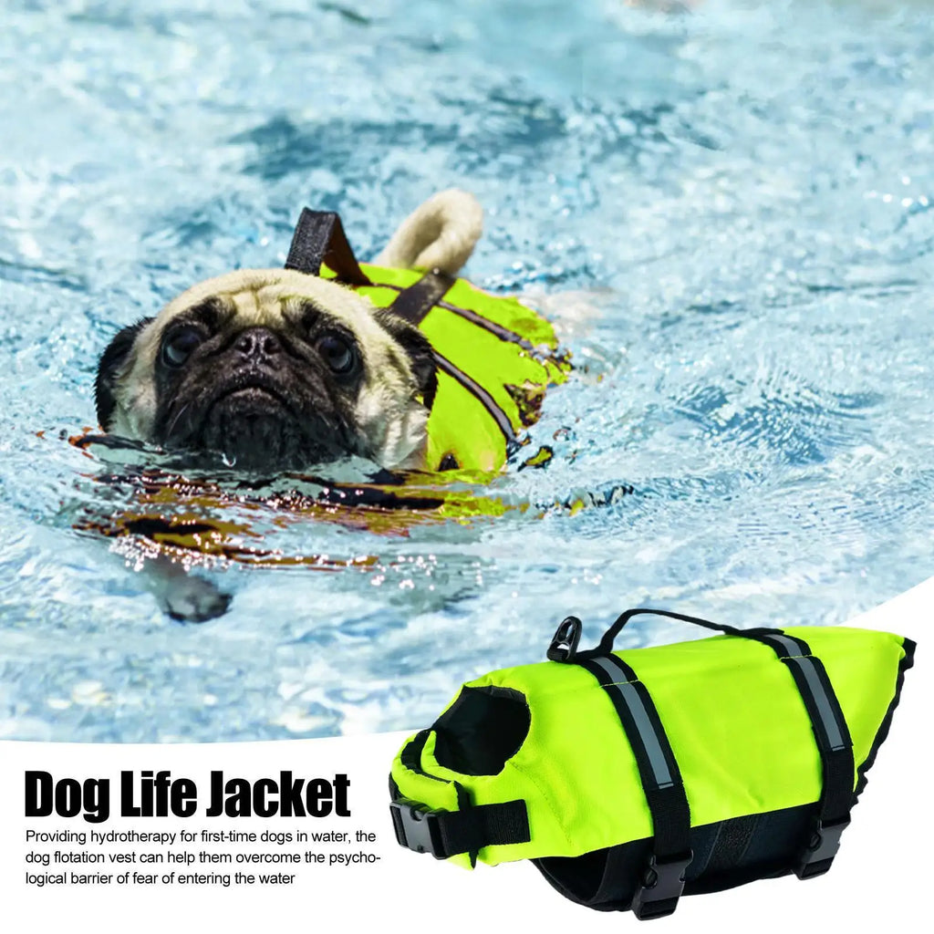 Dog Life Jacket High-Visibility Vest with Handle – All Breeds Dog Life Jacket Qme