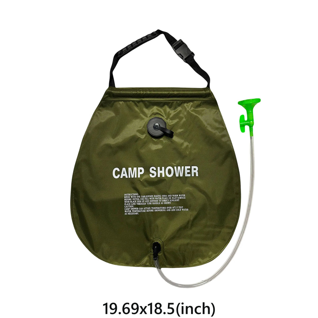 20L Foldable Solar Camp Shower Bag – Hose & Nozzle Included Camping Shower Bag Qme