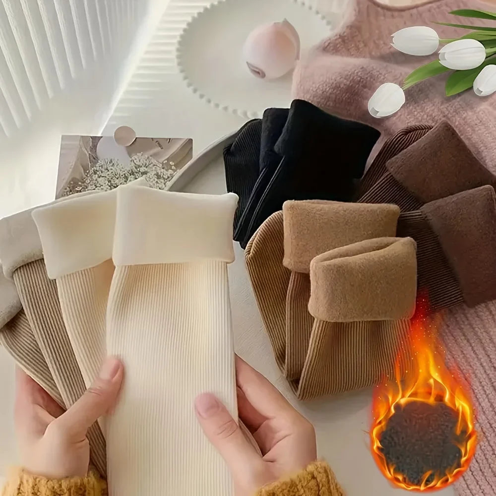 Women's Fleece Lined Thermal Crew Socks – 5 Pairs, Soft & Warm Thermal Crew Socks Qme