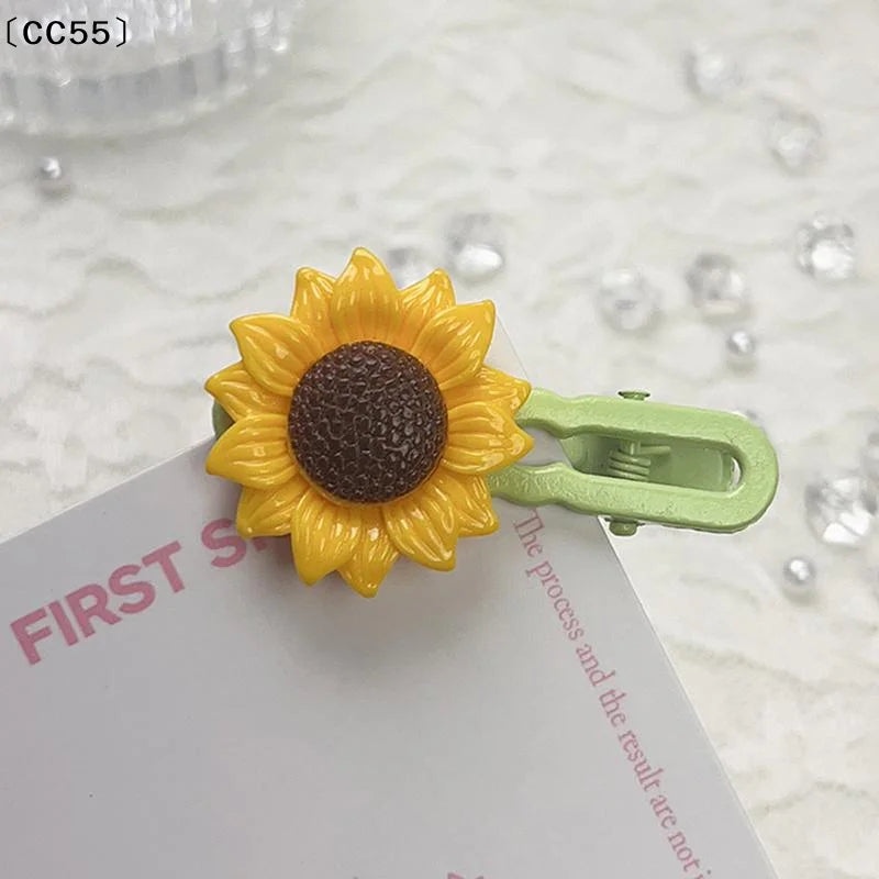 Sunflower Cartoon Hairpin Set – Sweet Fringe Clips for Girls 5pcs Hair Clips Set Qst