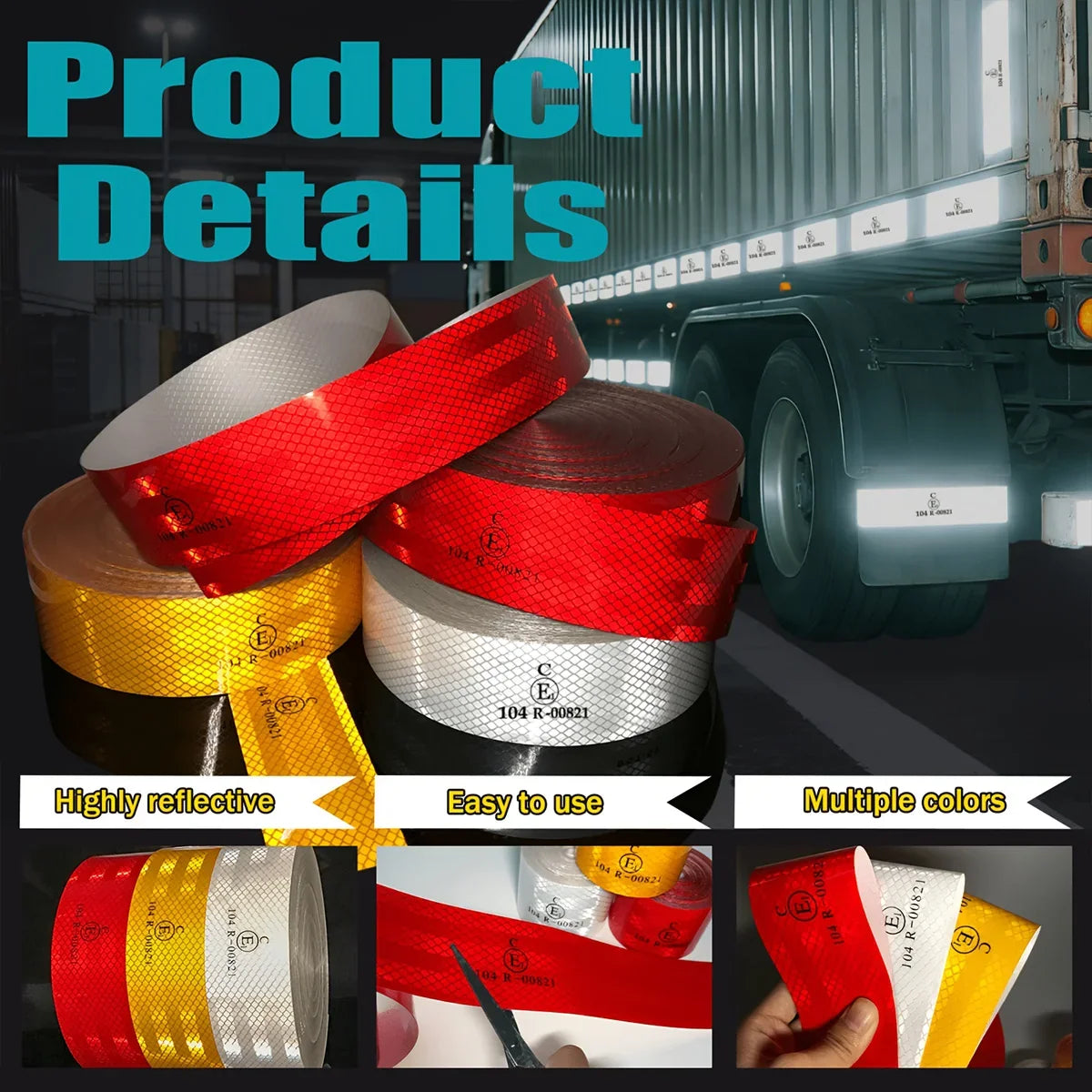 Diamond Grade Reflective Adhesive Tape 5m – Red White Yellow Reflective Safety Tape Qme
