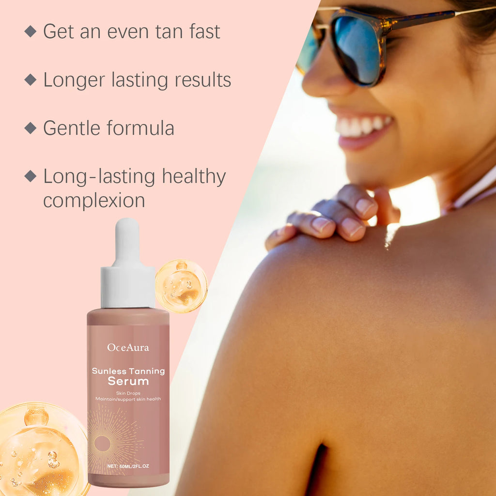 OceAura 60ml Sunless Tanning Serum – Bronzer & Moisturizer Self-Tanning Serum Qst