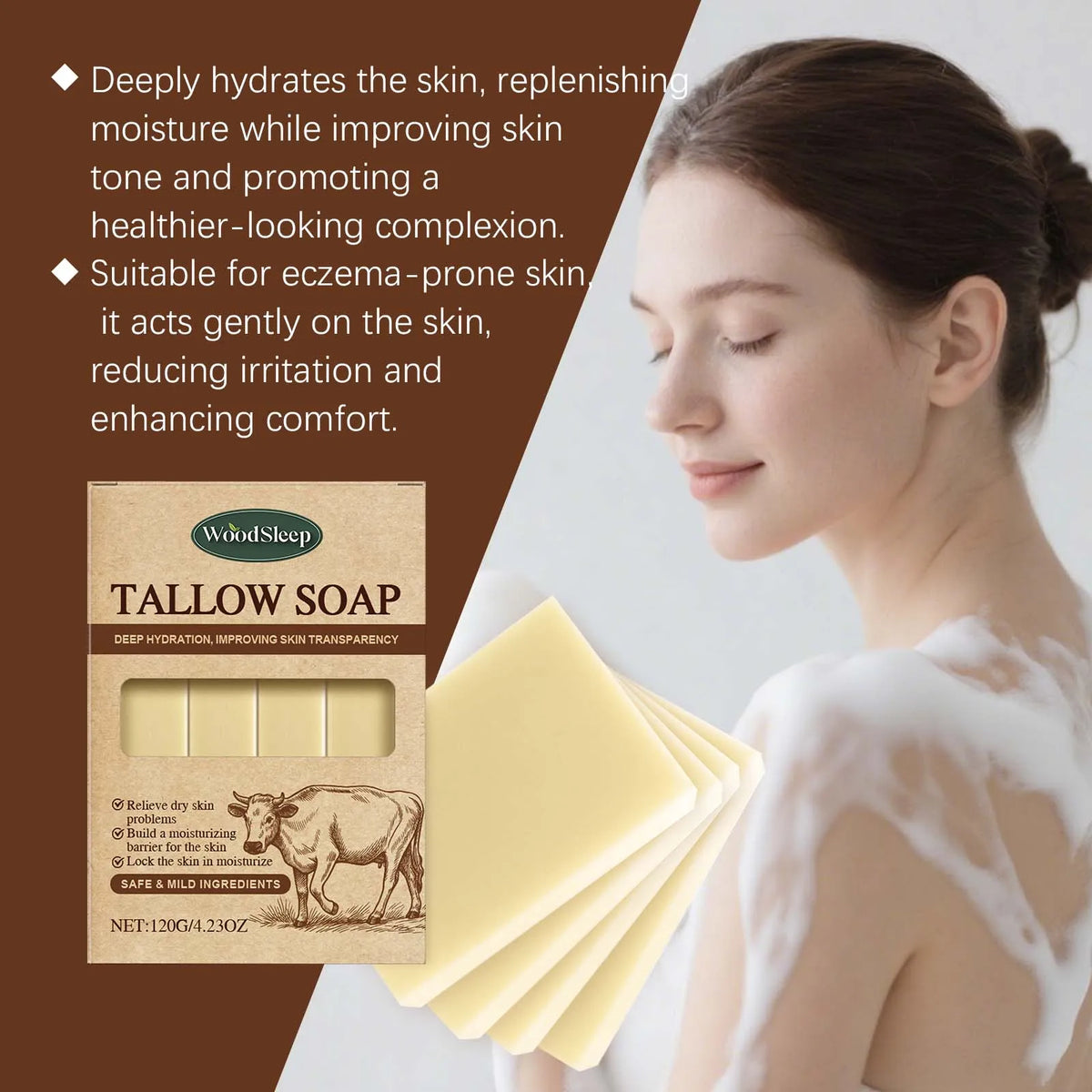 OceAura Grass-Fed Beef Tallow Soap Bar – Face & Body Natural Soap Bar Qst