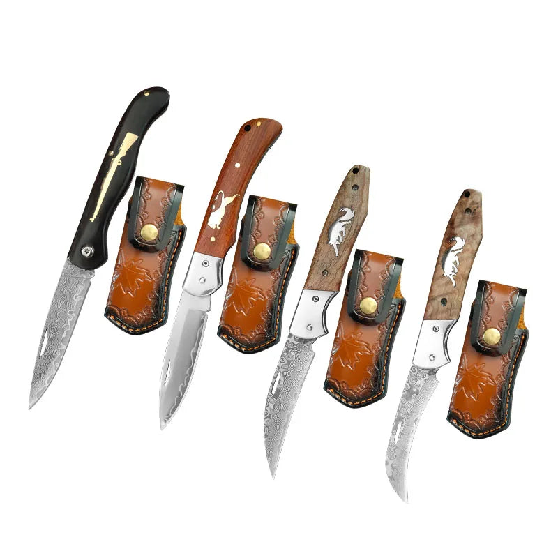 VG10 Damascus Steel Folding Paring Knife – Wood Handle Folding Paring Knife Qst Folding Knife ABCDT
