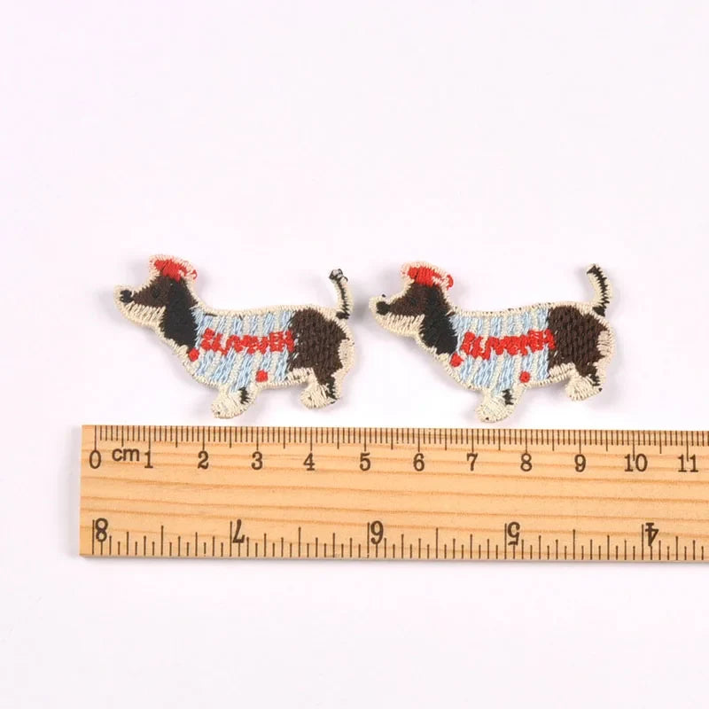 Sausage Dog Iron-On Cloth Patches | 10pcs Mixed Colors & Designs Sew-On Cloth Patches Qme 1