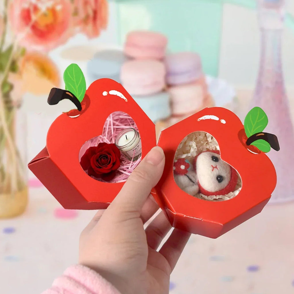 10 Apple Window Candy Boxes | Mini Heart Party Favor Boxes Party Favor Boxes Qme