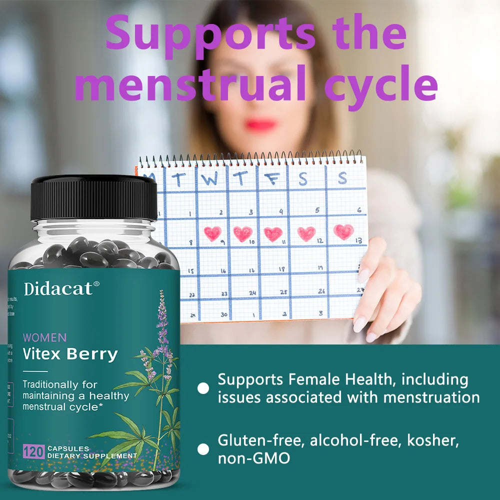 Organic Chasteberry Vitex Capsules – Women's Supplement Herbal Supplement Qst