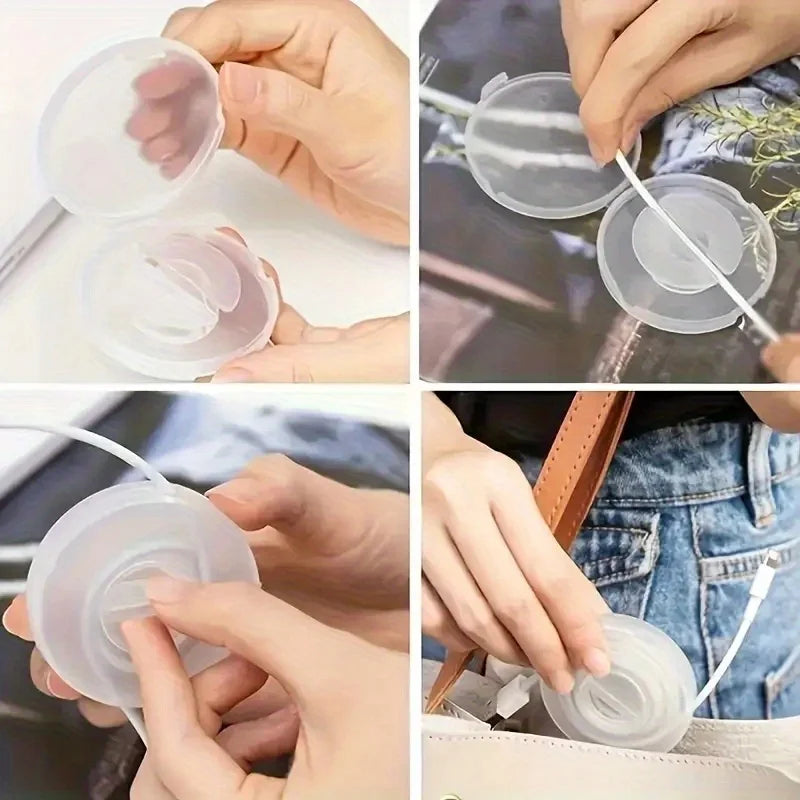 Telescopic USB Cable Organizer – Clear Circular Winding Tube 5pk Cable Storage Organizer Qme