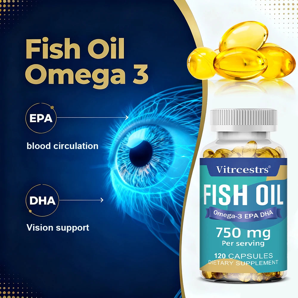 Kenofor Fish Oil Omega-3 750mg – Non-GMO Dietary Supplement Omega-3 Supplement Qst
