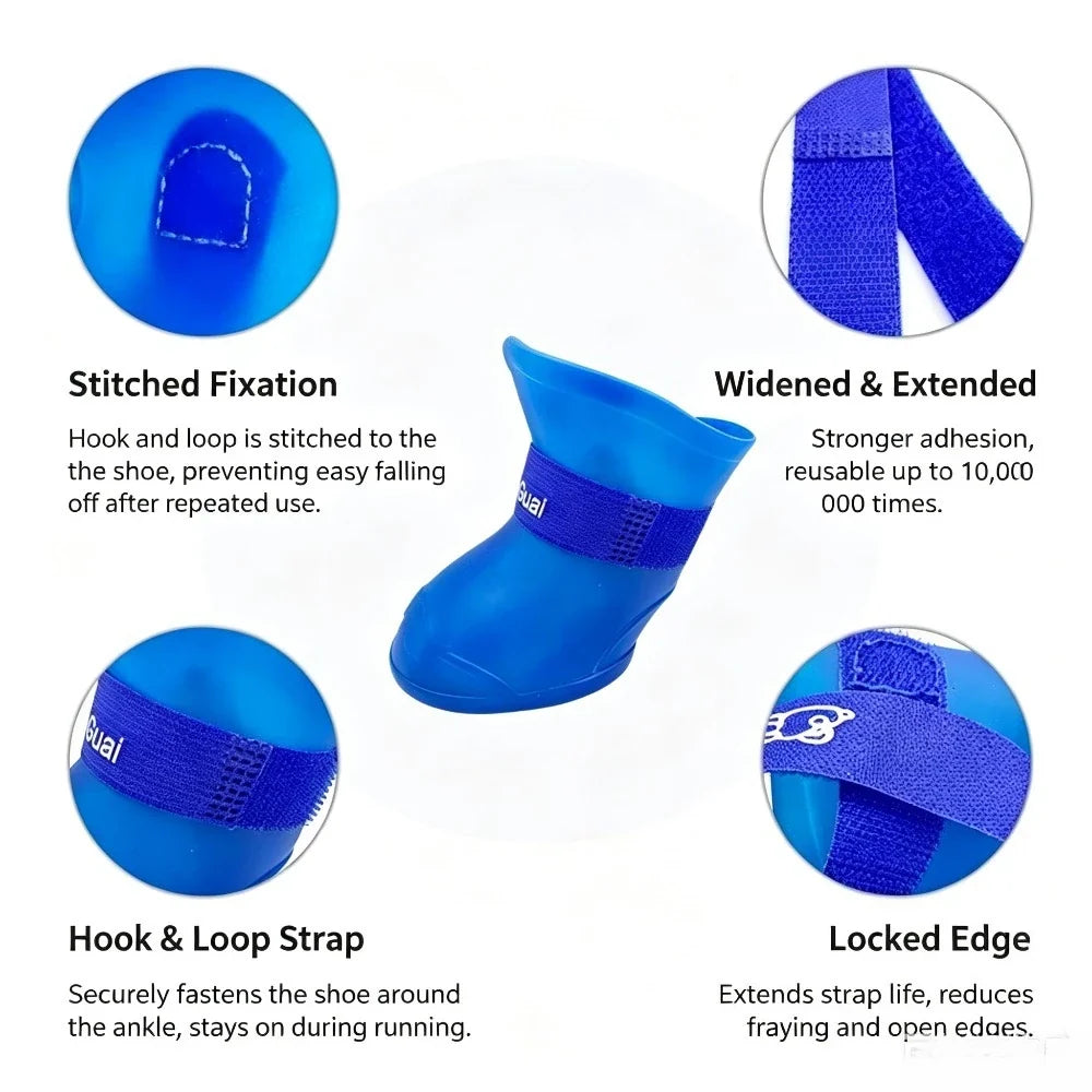 Waterproof Silicone Dog Rain Boots | Anti-Slip Pet Shoes Dog Rain Boots Qme