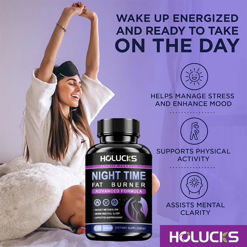 HOLUCKS Night Time Metabolism Support Supplement – 120ct Wellness Supplement Qst
