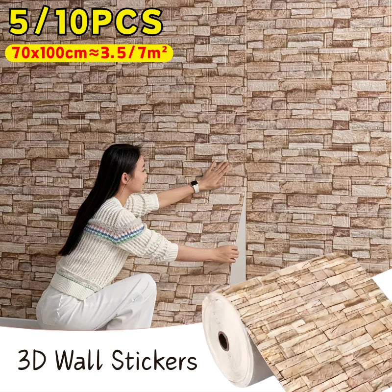 3D Faux Brick Peel & Stick Wallpaper – Waterproof 70×100cm Peel & Stick Wallpaper Qme