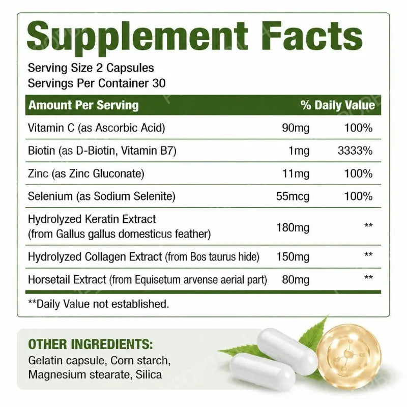 Googeer Biotin Collagen Capsules – Hair, Skin & Nail 60ct Beauty Supplement Qst