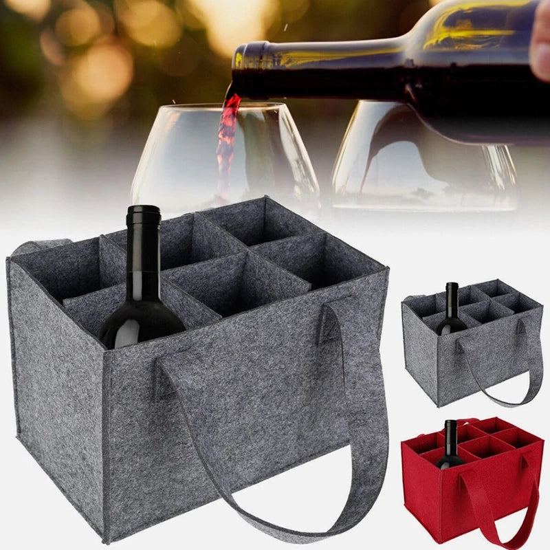 Foldable 6-Compartment Wine Bottle Bag | Waterproof Carry Tote Wine Bottle Bag Qst