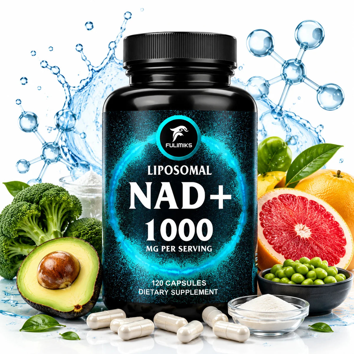 Organic Liposomal NAD+ Capsules – Energy, Skin & Brain Dietary Supplement Qst