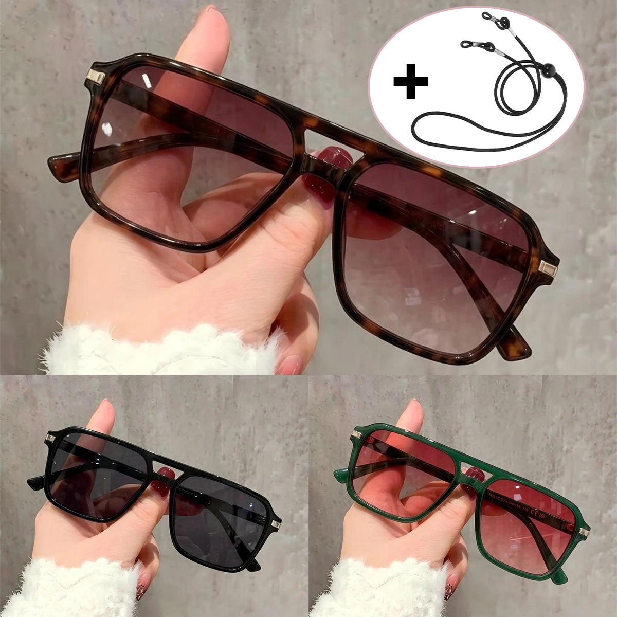 VOPHA Oversized Square Sunglasses Unisex UV400 Vintage Style Fashion Sunglasses Qst