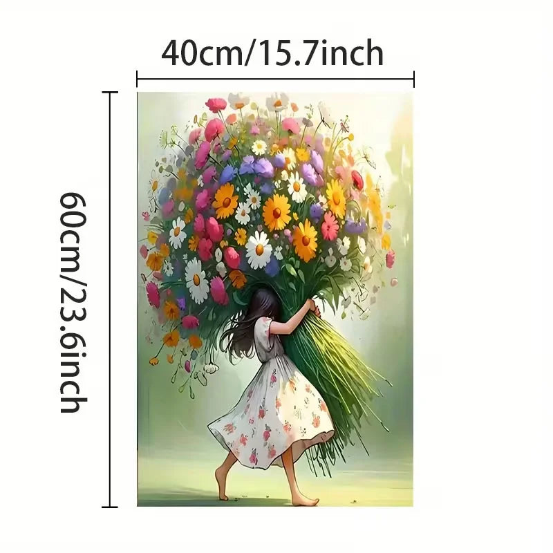 Frameless Canvas Wall Art – Cartoon Girl Print 12x16 Inches Canvas Wall Art Qst