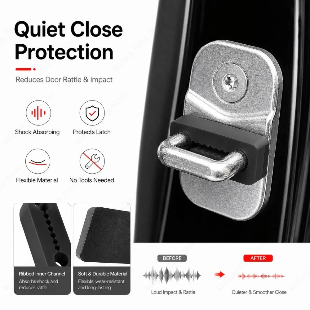 Silicone Car Door Buffer Pads | Soundproof Gasket Set of 4 Car Door Buffer Pad Qme