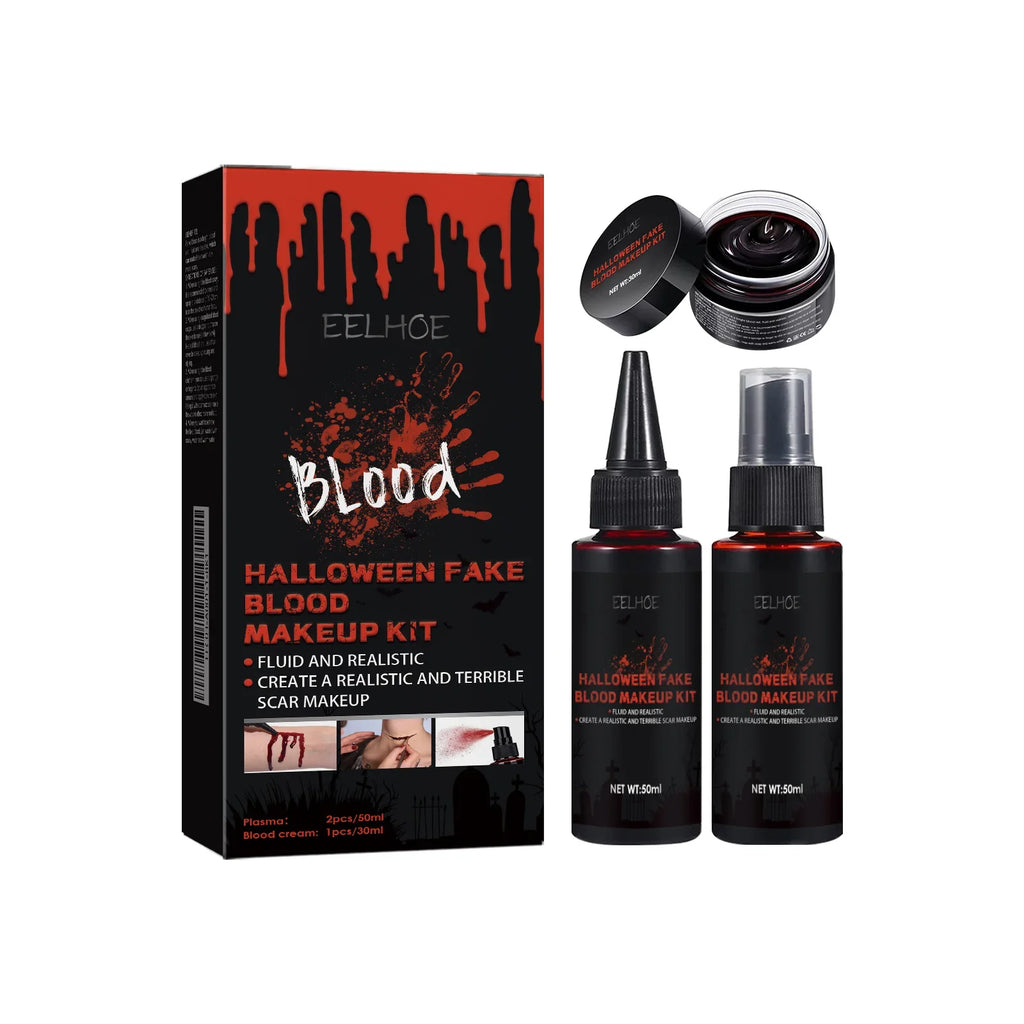 Halloween Fake Blood Makeup SFX Kit – Washable Spray & Cream SFX Costume Makeup Qme 1 Set