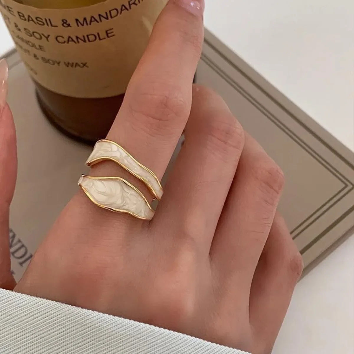 Drop Glaze Double-Layered Ring for Women – Elegant Wedding Jewelry Fashion Ring Qme