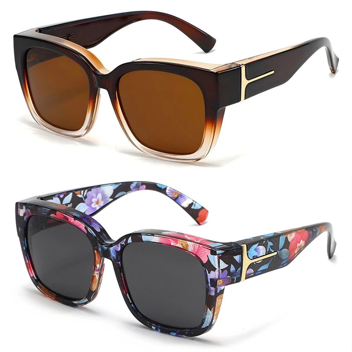 VOPHA 2-Pack Oversized Fit-Over Polarized Sunglasses UV400 Fit-Over Sunglasses Qst T04-2PC-4
