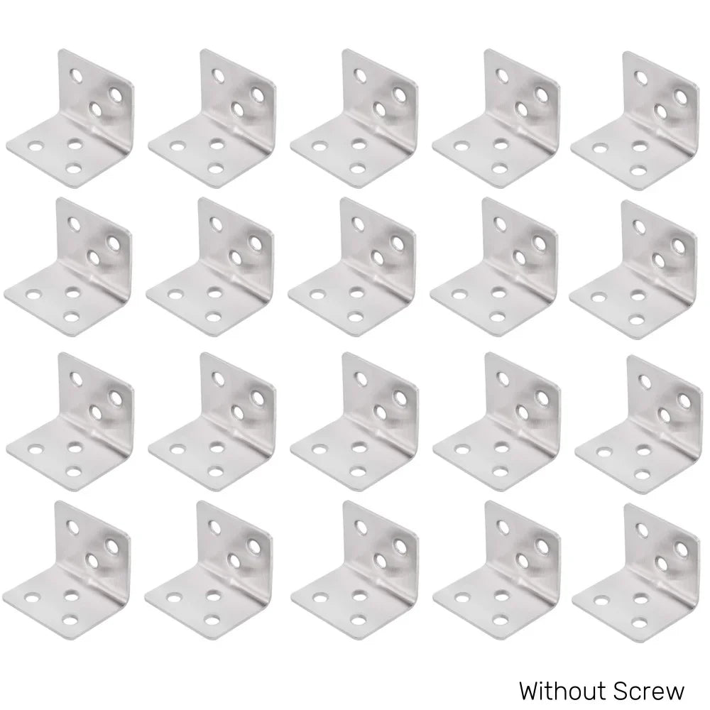 Stainless Steel L-Shaped Bracket 90° Shelf Board Connector Corner Shelf Bracket Qme 20pcs