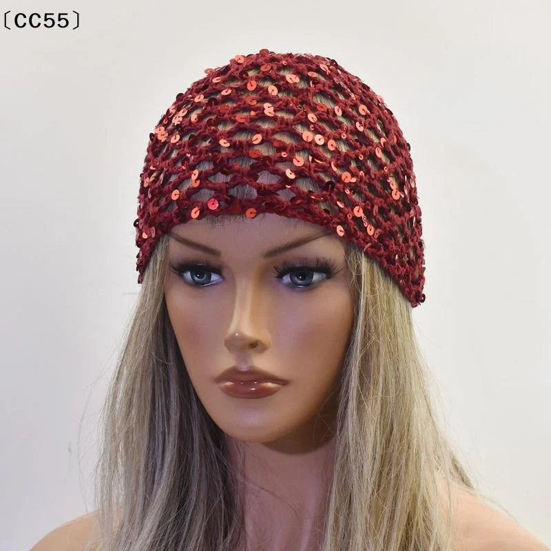 Women's Y2K Sequin Hollow Knitted Bucket Hat – Handmade Cap Knitted Bucket Hat Qst