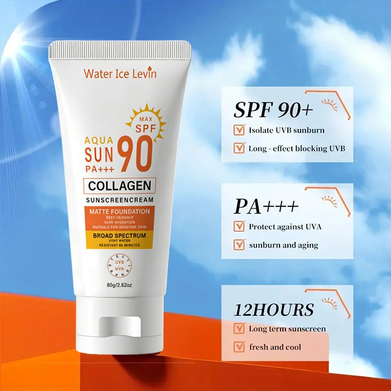 SPF 90 Collagen Sunscreen Cream – Matte, Reef Friendly, 36H Collagen Sunscreen Cream Qme