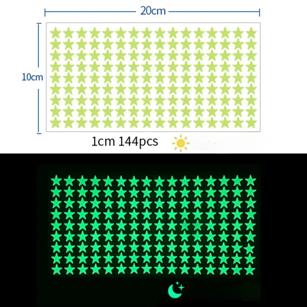 Glow in the Dark Wall Stickers – Kids Room Star & Dot Decals Glow Wall Decals Qme
