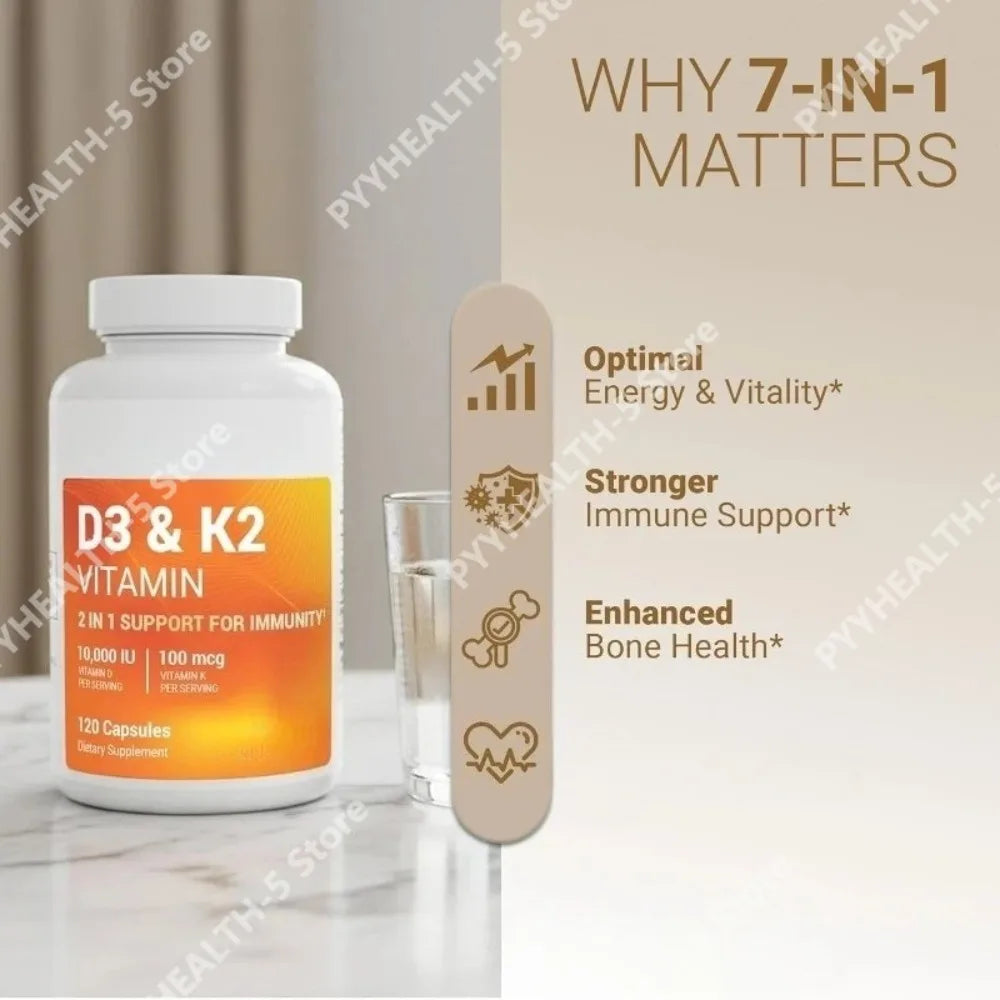 Vitamin D3 K2 MK-7 Capsules 120ct – Magnesium Zinc B6 Vitamin Supplement Qst