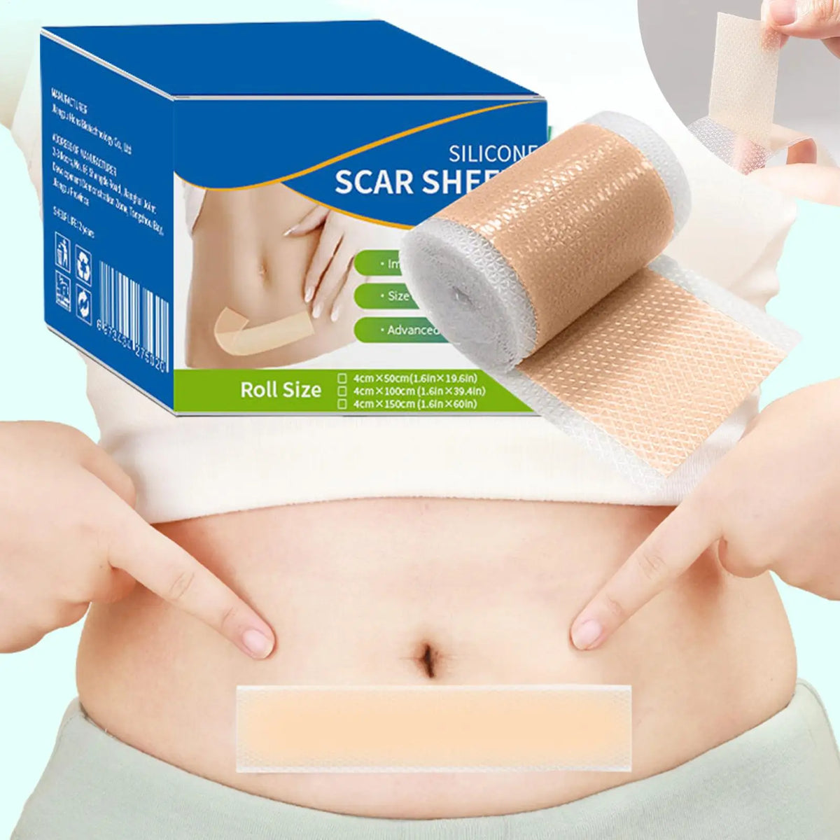 Silicone Scar Sheets Roll – Reusable Breathable Tape 4×50cm Silicone Scar Tape Qme