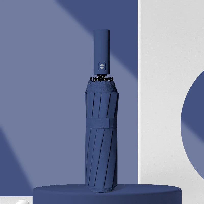 Automatic 3-Fold Anti-UV Sun & Rain Umbrella | Wind-Resistant Folding Umbrella Qst navy blue