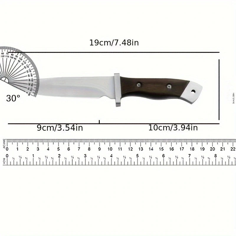 PLYS Fixed Blade Camping Knife with Leather Sheath | U9195 Fixed Blade Knife Qst