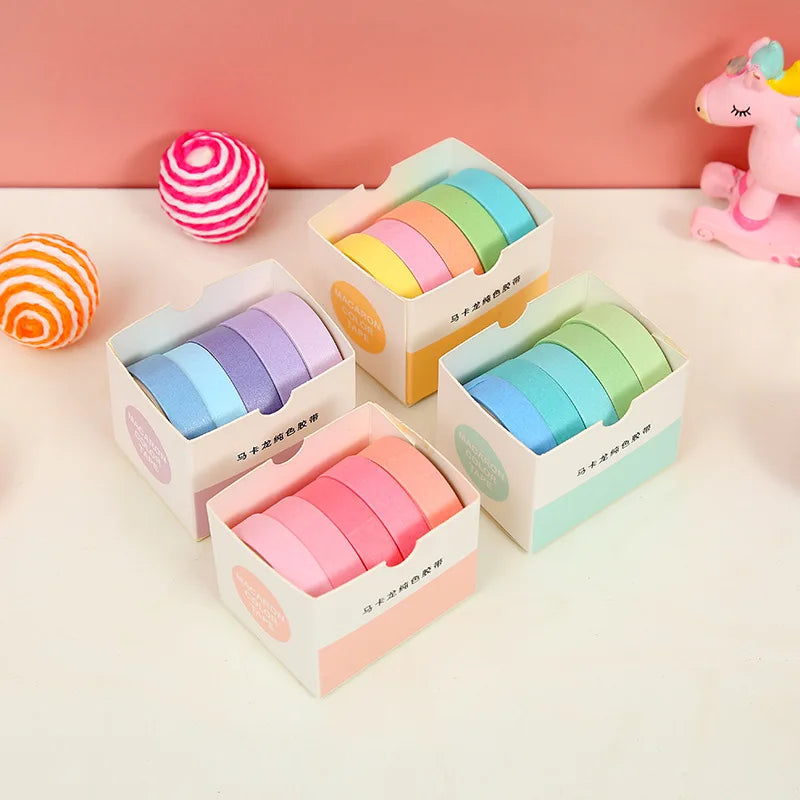 Kawaii Cartoon Washi Tape Set – 5 Rolls DIY Scrapbook Decor Decorative Washi Tape Qme