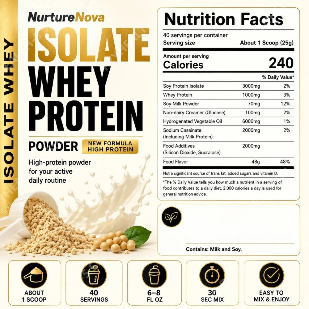 Isolate Whey Protein Powder 1kg Vanilla – 40 Servings Whey Protein Powder Qst