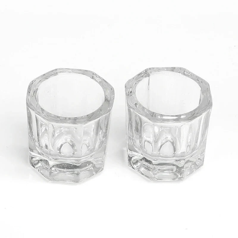 Crystal Glass Dappen Dish – Acrylic Nail Mixing Cup with Lid Nail Dappen Dish Qme